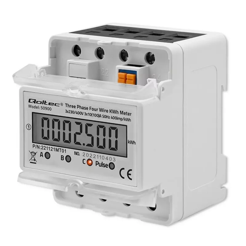 Kolmefaasiline elektrooniline energiaarvesti QOLTEC 50900 400V LCD 4P