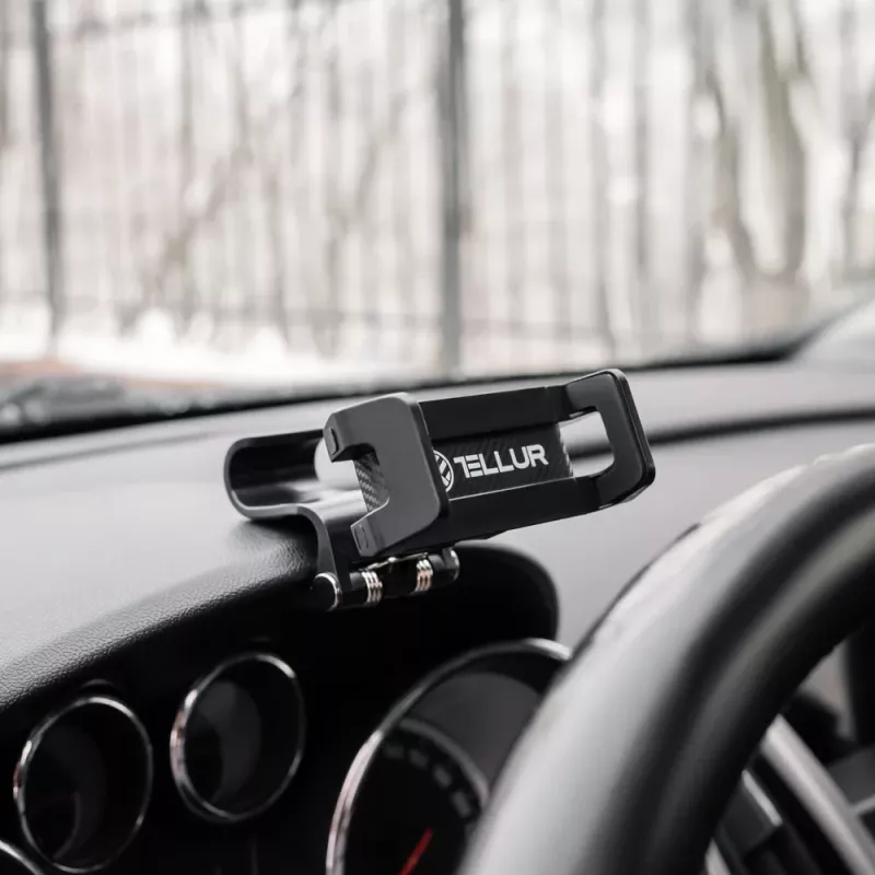 Telefonihoidik Tellur TLL171261 — universaalne kompaktne reguleeritava nurgaga auto- ja lauahoidik, must
