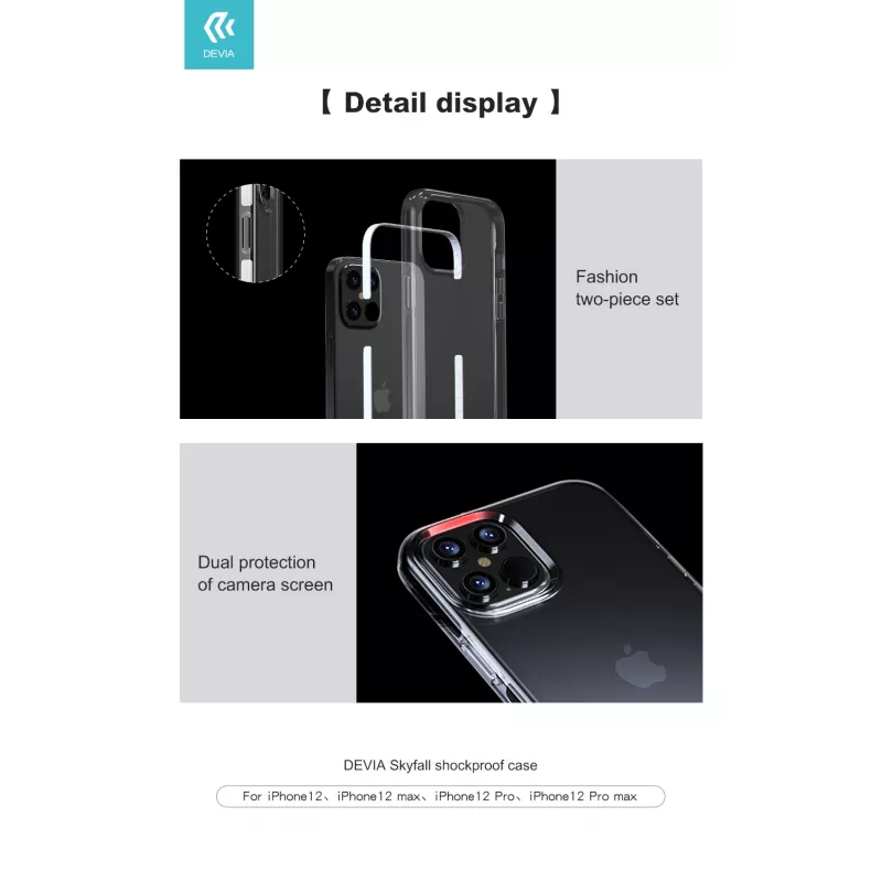 Kaitsev põrutuskindel ümbris Devia Skyfall iPhone 12 Pro Maxile, valge
