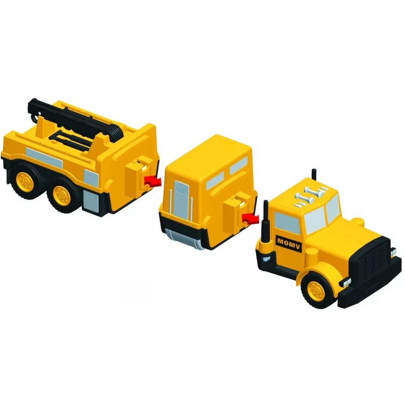 Sõidukikomplekt Popular Playthings Mix or Match Vehicles Construction Must kollane