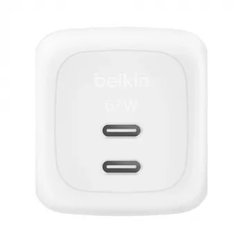Sisene vahelduvvoolu kiirlaadija Belkin WCH020KQWH — 2× USB‑C, valge, sisseehitatud kaitse