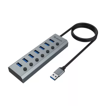 USB-jaotur Akasa AK-HB-21BKCM Alumiinium USB 3.2 Gen 1 5000 Mbit/s