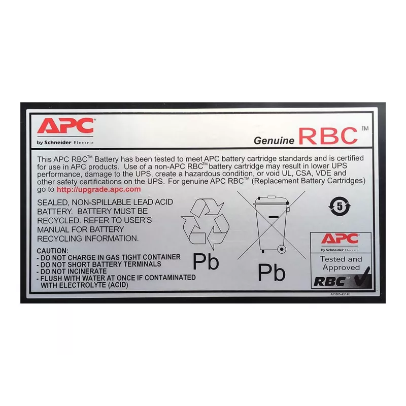 APC aku vahetuskassett APCRBC110 (OEM), suletud pliiaku (VRLA), 1 tk, 84 VAh, must, RoHS, 2,5 kg