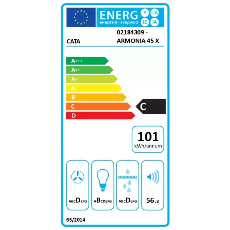 CATA ARMONIA 45 X sisseehitatud roostevabast terasest 645 m³/h