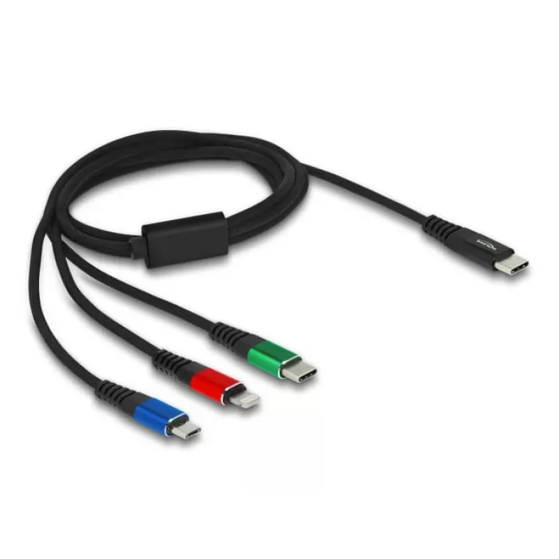 DeLOCK USB-laadimiskaabel 3 in 1 USB USB-C kuni Lightning Micro USB 1 m