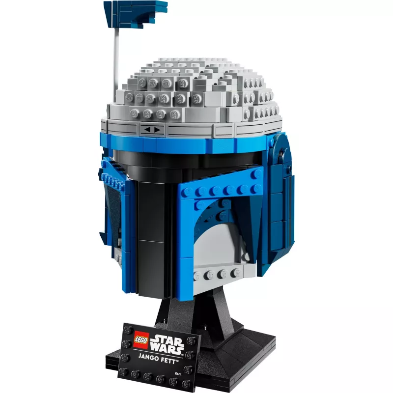 Kogutav LEGO Star Wars kiivri aksessuaar Jango Fett 75408 — 616 tükki, 210×120×110 mm väljapanekumudel