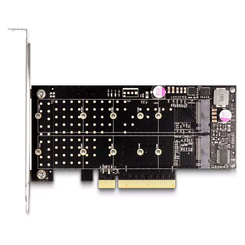 DeLOCK PCI Express x8 kaart 2 sisemise NVMe M.2 Key M pesaga – Bifurkatsiooniga madalprofiil