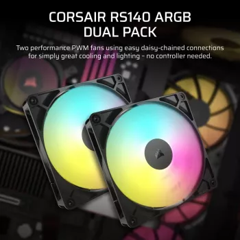 Ventilaator Corsair RS140 ARGB 14 cm Must 330–1700 RPM