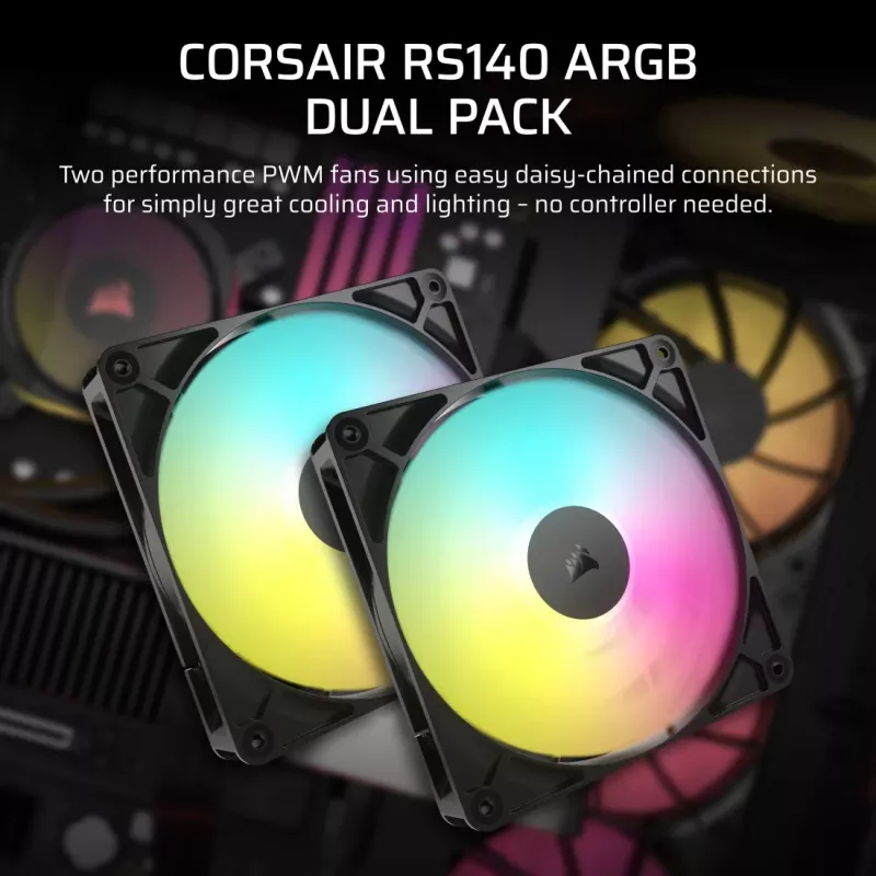 Ventilaator Corsair RS140 ARGB 14 cm Must 330–1700 RPM