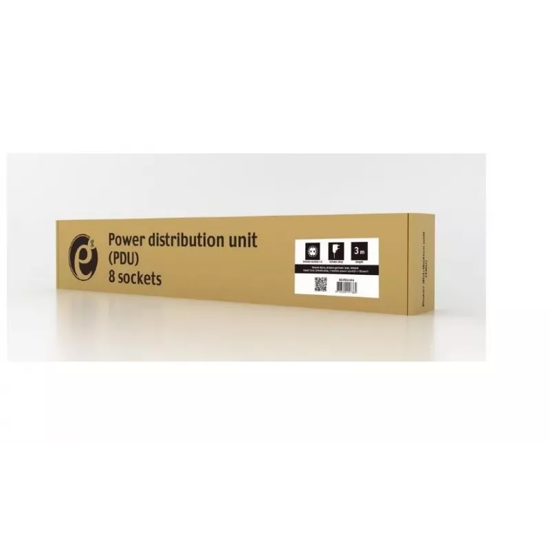 Toitejaotusseade GEMBIRD EG-PDU-014 — 8× Type F pistikupesa, 16 A, 3 m kaabel, 1U rack, 3680 W, must