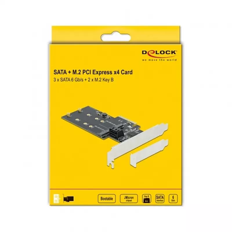 SATA ja M.2 PCI Express kaart DeLOCK 3 porti SATA ja 2 pesa M.2 Key B
