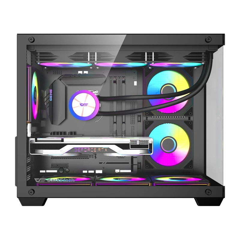 Arvutikorpus DarkFlash B275 PRO (must) koos 6 kaasasoleva jahutusventilaatoriga