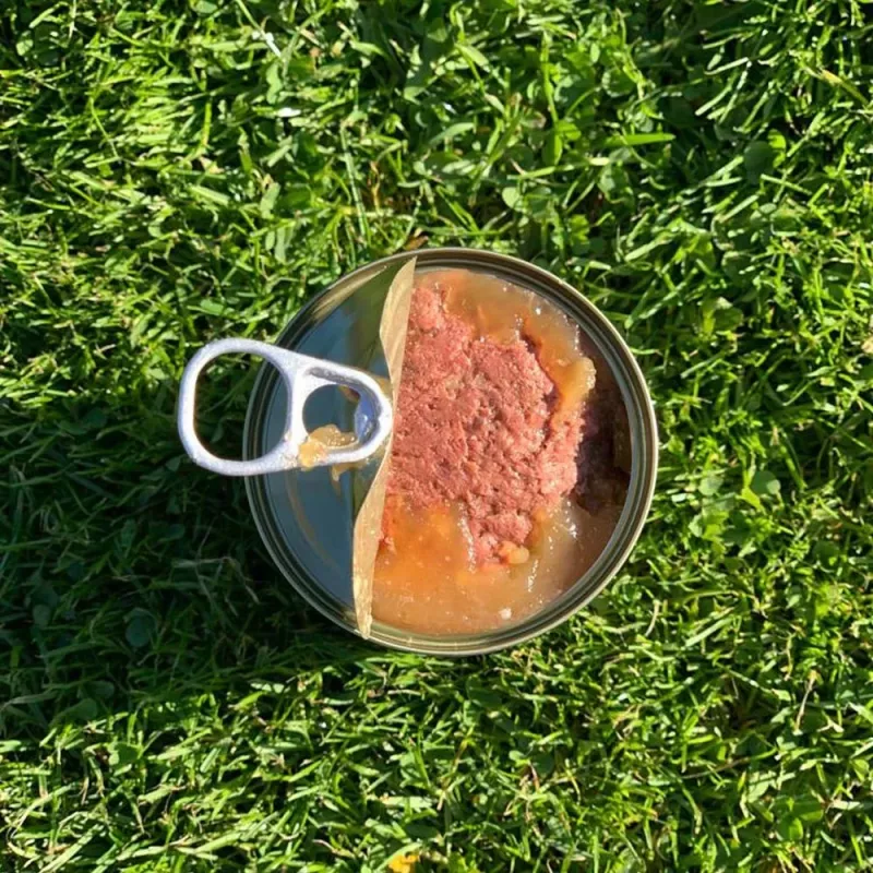 Märg koeratoit OLLO Pure Beef and roheline Tripe 400 g purk — täiskasvanud, valk 14,5%, rasv 11,9%, niiskus 69%