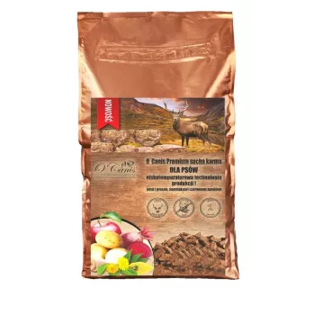 Kuivtoit koertele o'canis Deer hirsiga, kartulite ja punase peediga 12 kg – täiskasvanud koertele, 26% valku, 9,5% rasva