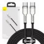 USB-C–USB-C kaabel Baseus Cafule Metal — 2 m, 100 W laadimine, USB 2.0 (480 Mbps), tsingitud kontaktid, must