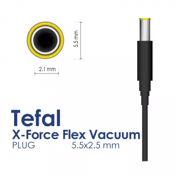 Akyga AK-PD-22 toiteadapter Tefal / Rowenta X-Force Flex jaoks 29 V / 0,74 A, 21,46 W, 5,5 x 2,5 mm, 1,8 m, valge