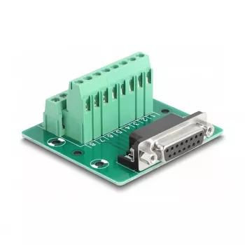 DeLOCK D-Sub 15 pin female to Terminal Block for DIN rail 58mm x 61mm x 30mm