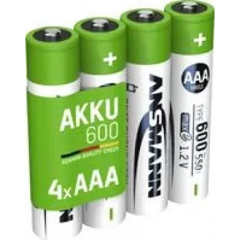 Ansmann 1x4 NiMH Aku, mikro-AAA tüüp, 600, min 550 mAh 1311-0022 (1311-0022)
