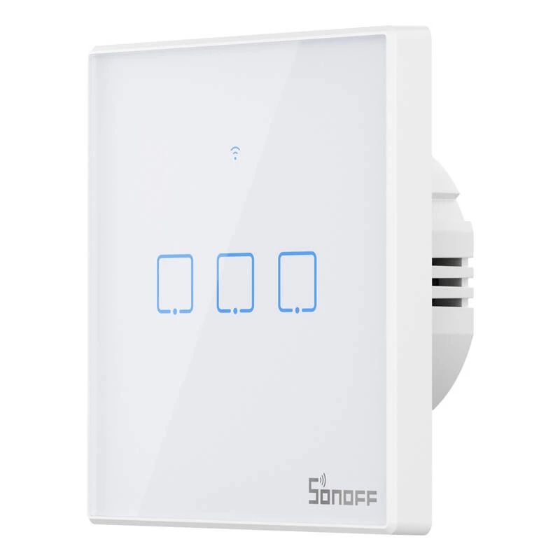 Seinale paigaldatav nutikas lüliti Sonoff T2 EU TX 3-kanaliline Wi‑Fi + RF 433 juhtimine