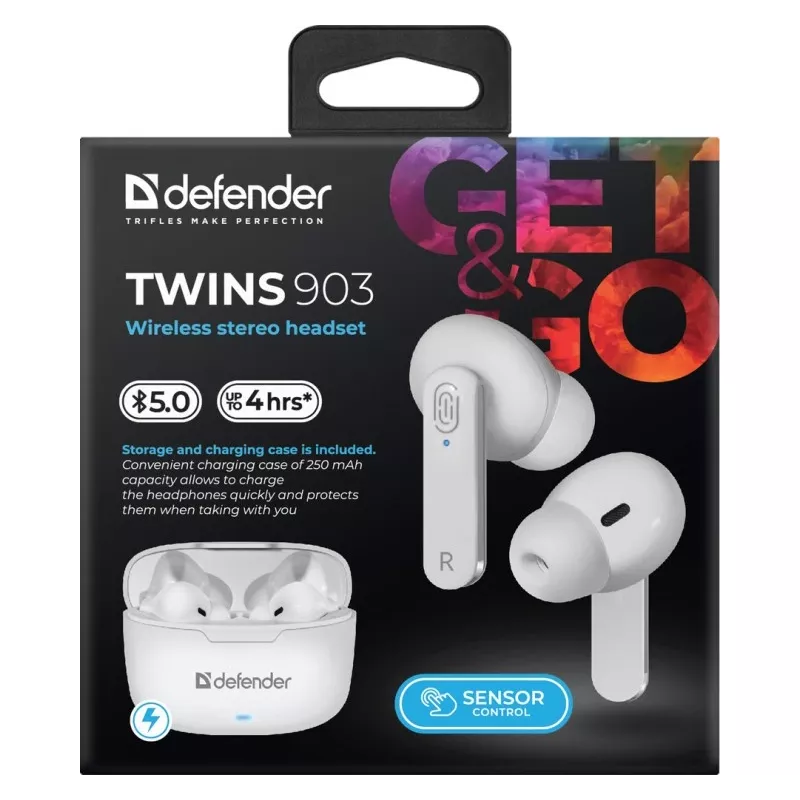 Defender TWINS 903 Bluetooth-kõrvaklapid, valged