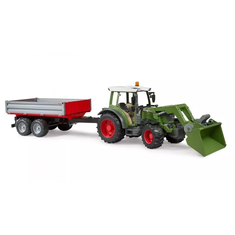 Mängutraktor BRUDER Fendt Vario 211 eeslaaduri ja külghaagisega