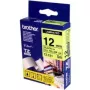 Brother läikiv lamineeritud märgistuslint - 12 mm, must/kollane etikettide valmistamise lint TZ