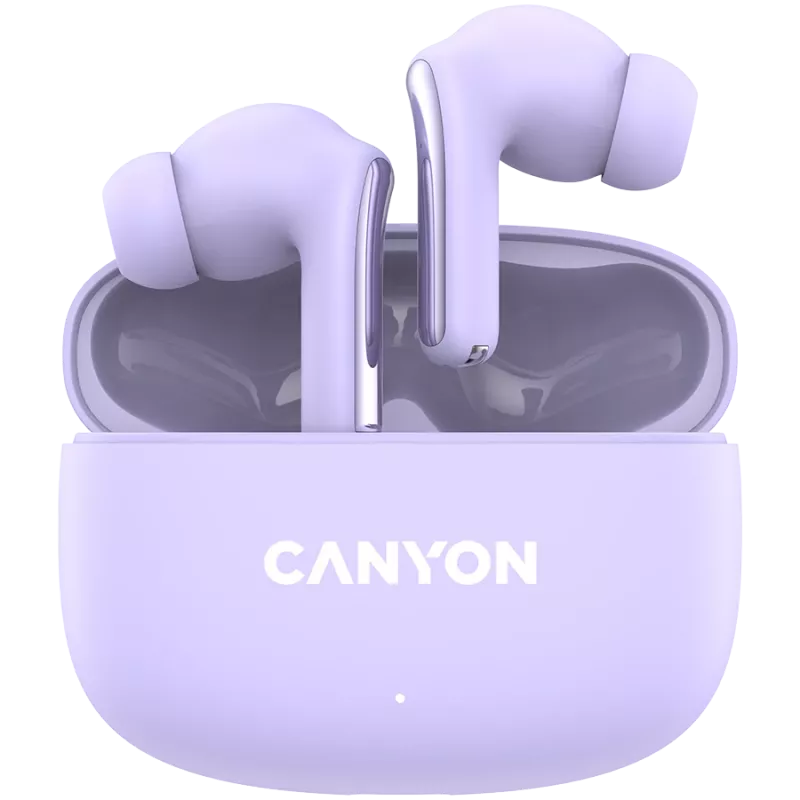 Canyon TWS-9 CNS-TWS9P Kõrvaklapid – Tõeliselt juhtmevabad – Bluetooth 5.4 – In-Ear – 6h + 30h tööaeg – USB-C laadimiskarp – Puutetundlik juhtimine – lilla