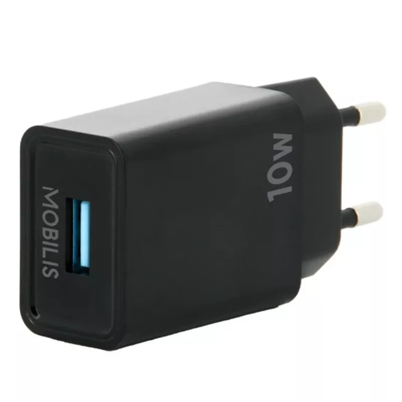 Mobilis – toiteplokk – kiirlaadimine – 10,5 W – QC (USB) – must – Euroopa (001360)