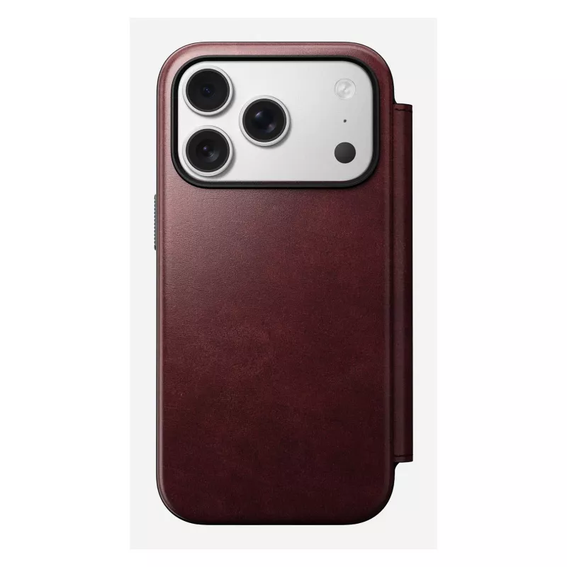 Mobiiltelefoni ümbris Nomad Modern Leather Folio Apple iPhone 17 Pro jaoks, 6,3 tolli (16 cm), nahk, burgundia