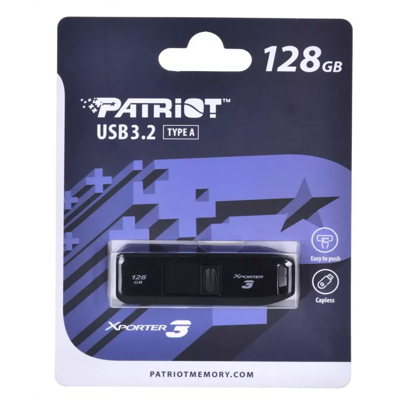 USB-mälupulk PATRIOT Xporter 128 GB USB Type-A 3.2 Gen 1 (80 MB/s) liuguriga must