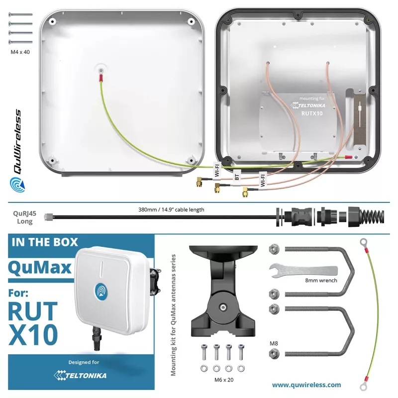 Ruuteri lisaseade QuWireless QuMax for RUTX10 AX10M — väline antennimoodul Teltonika RUTX10 jaoks