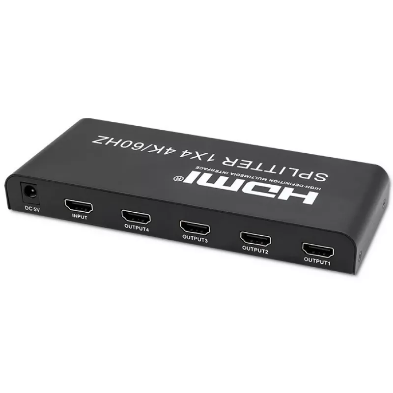 Qoltec 51799 Aktiivne HDMI jaotur 4 x HDMI 4K x 2K | 6Gb/s | 60Hz