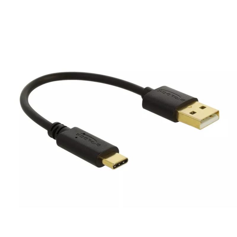 DeLOCK USB laadimiskaabel Type-A USB USB-C-le 15 cm Must