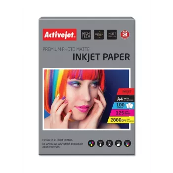 Activejet AP4-125M100 matt fotopaber tindiprinteritele; A4; 100 tk