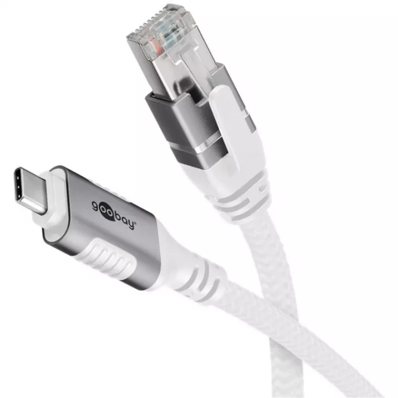 Võrgukaabel Goobay 74180 USB C RJ-45 Cat6 10 m valge