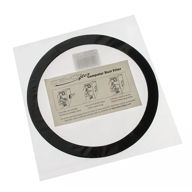Tolmufilter DEMCiflex 140mm ümmargune — must/valge korpuse ventilaatoritele