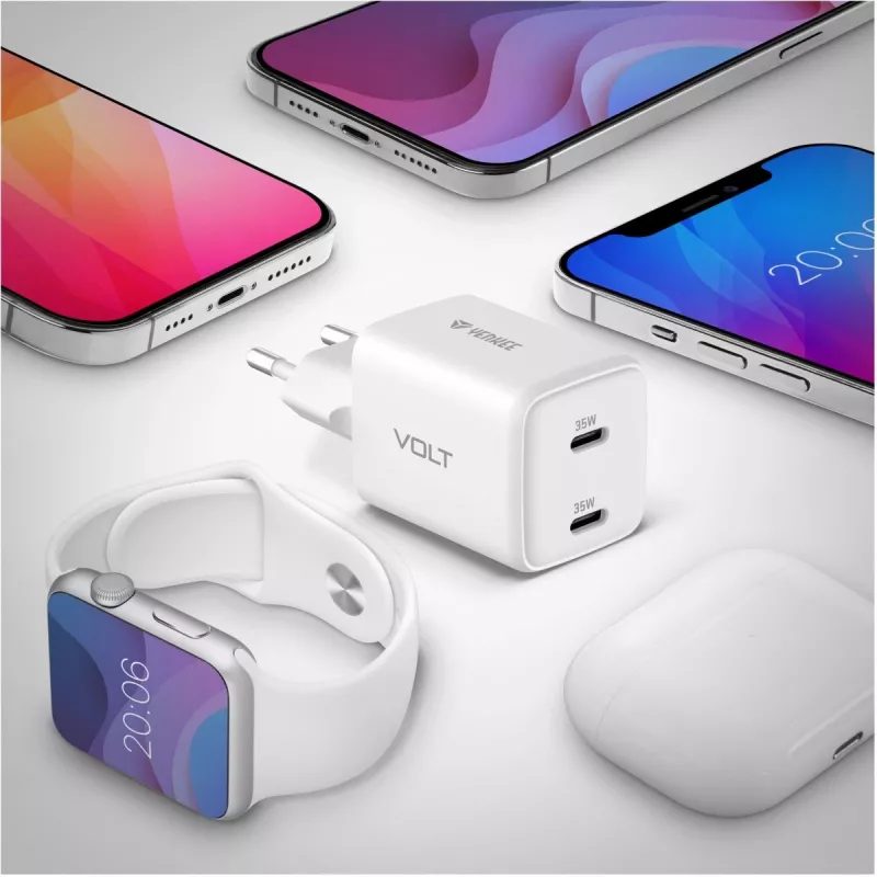 Seinakinnitusega USB-C laadija YENKEE G35D 2x18W Power Delivery 3.0 3A