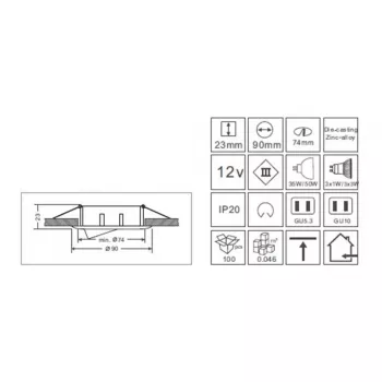 Synergy 21 LED Retrofit GU10 / GX5,3 Deckeneinbausatz D04-Valge