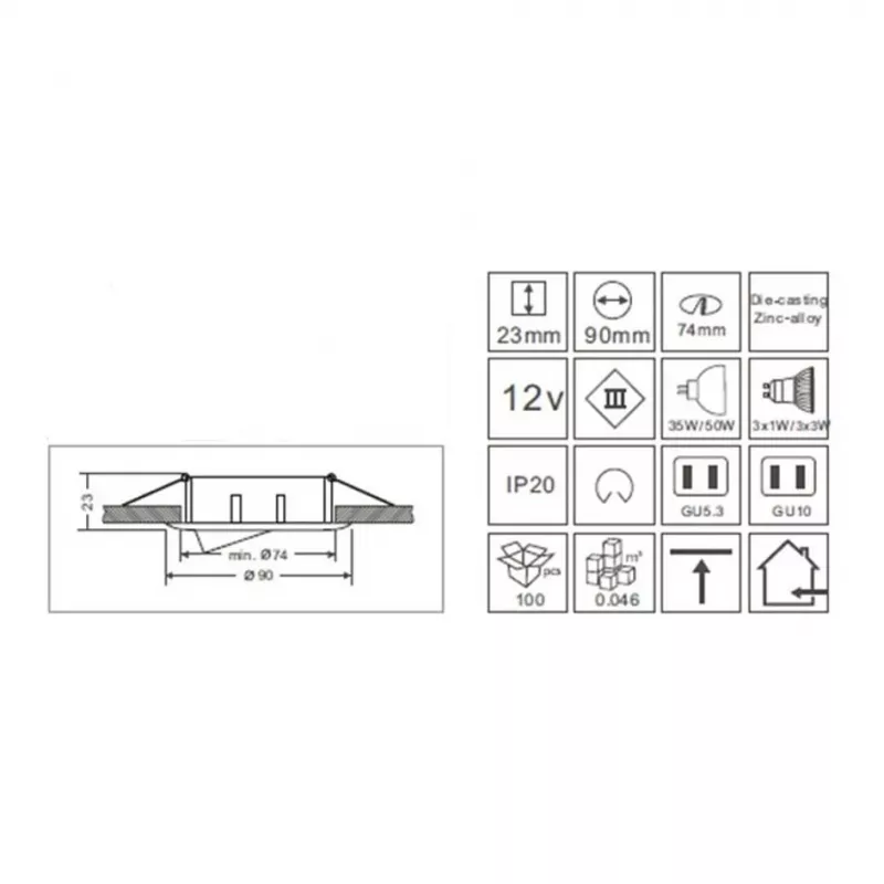 Synergy 21 LED Retrofit GU10 / GX5,3 Deckeneinbausatz D04-Valge