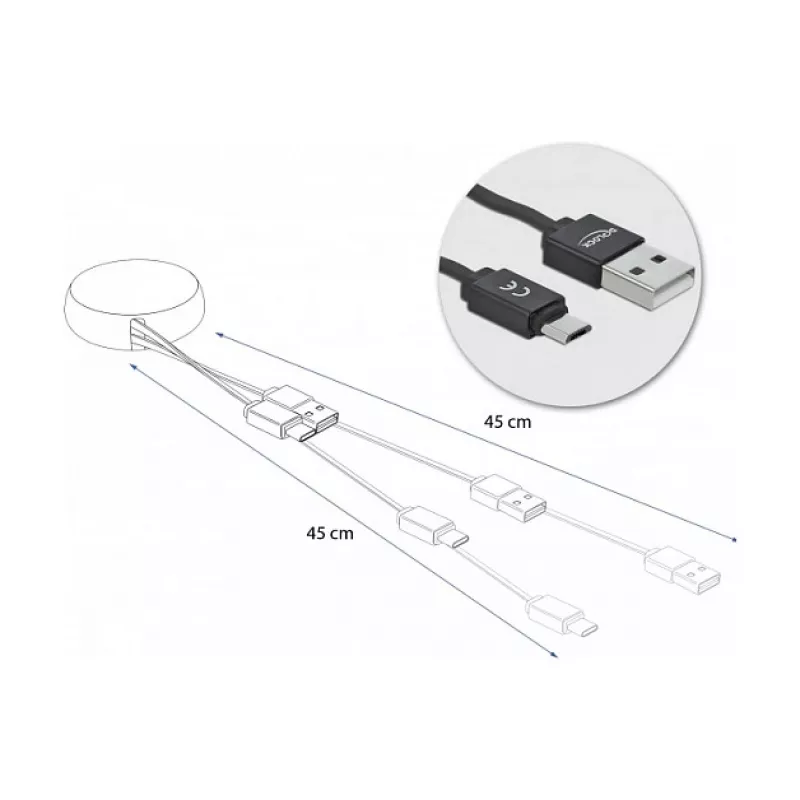 USB 2.0 Type-A isane Micro-B kaabel DeLOCK 85818