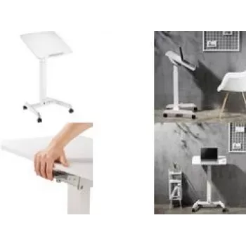 Logilink - Käru - sülearvutile/tahvelarvutile - mobiilne, pneumaatilise kõrguse reguleerimisega - Plast, puitlaastplaat, teras, melamiin, robustne alumiinium - Valge (EO0035)