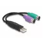 DeLOCK USB-PS/2 adapter 0,17 m 2x 6-viiguline Mini-DIN USB A