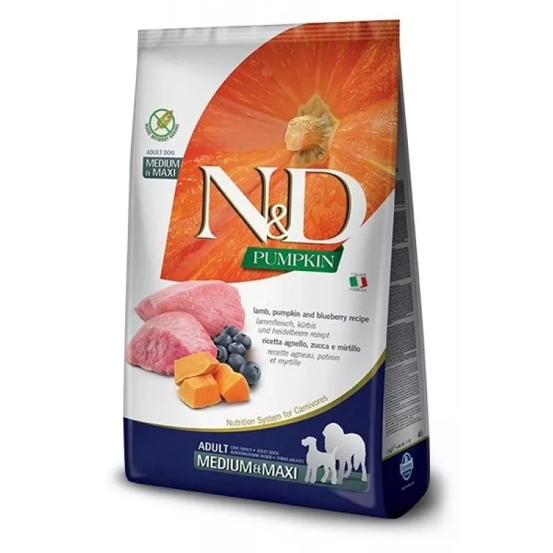 FARMINA N&D Pumpkin Lamb&Blueberry Adult Medium & Maxi - kuiv koeratoit - 12kg