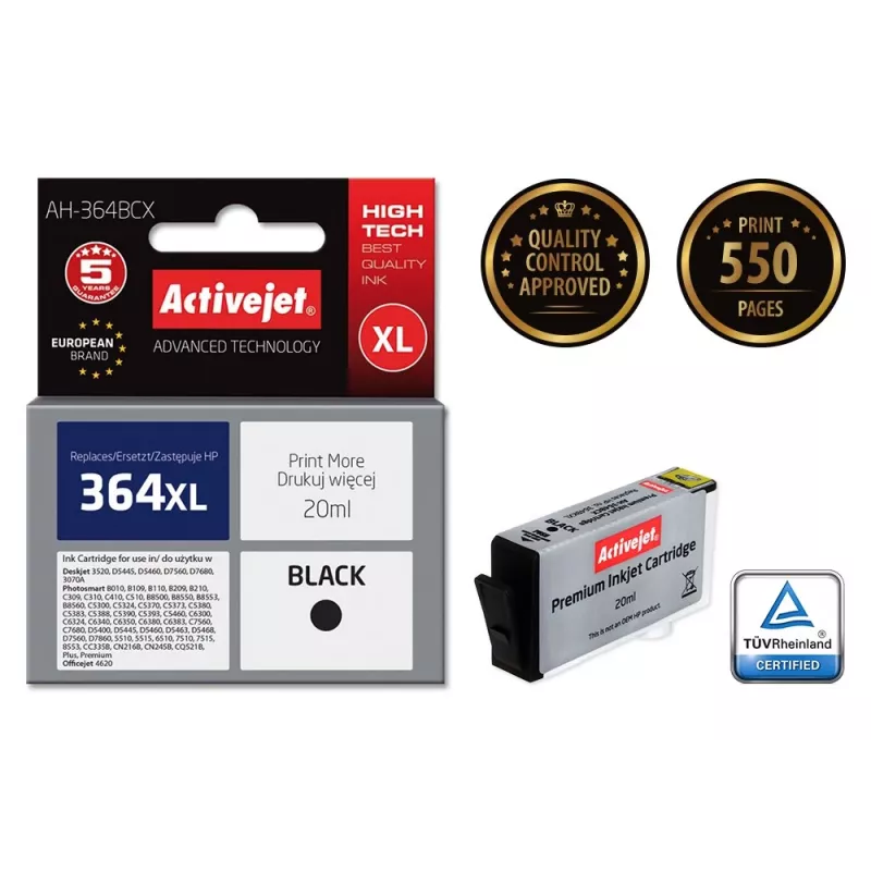 Activejet AH-364BCX tindikassett (asendus HP 364XL CN684EE; Premium; 20 ml; must)