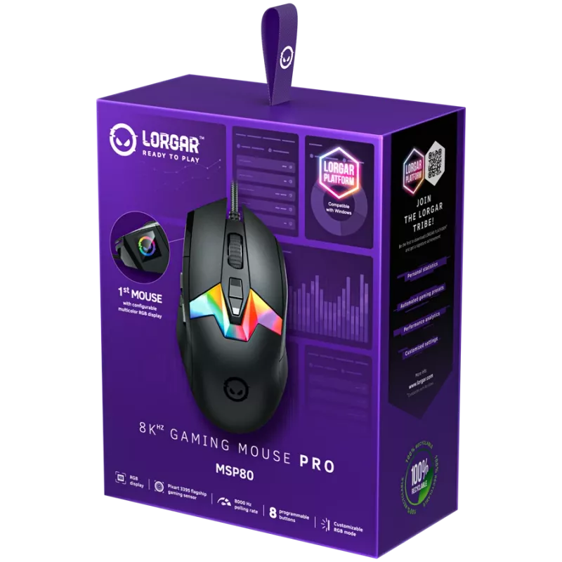 Mängurihiir LORGAR MSP80 8000 Hz USB