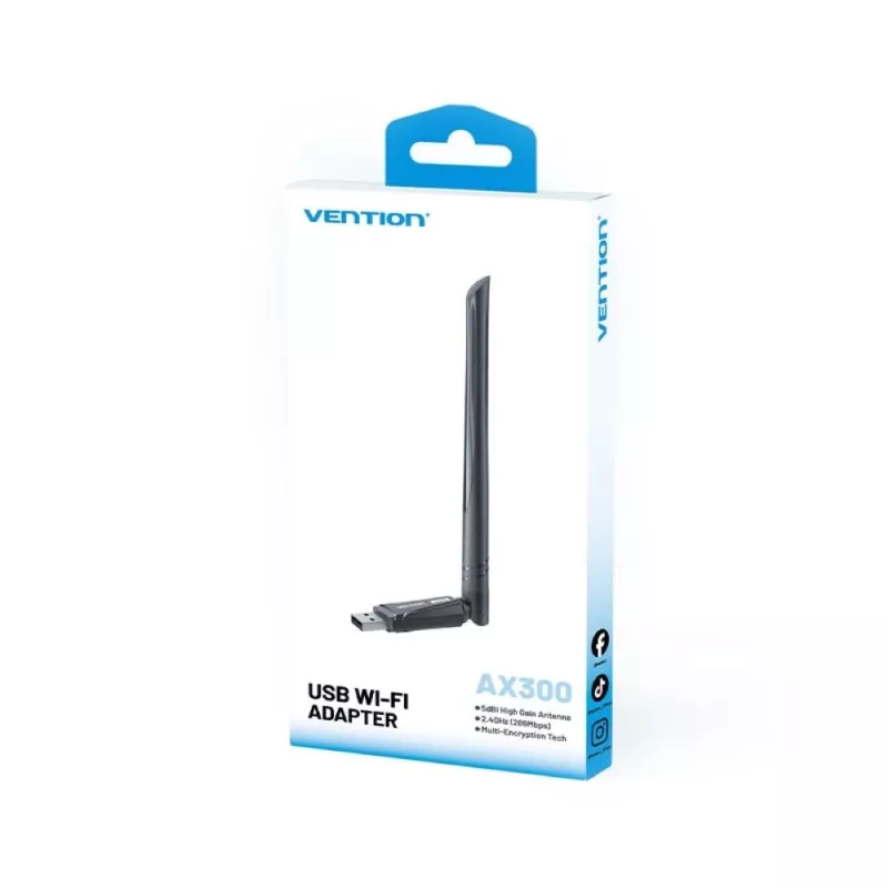 Vention AX300 USB Wi-Fi 6 2.4GHz BK võrgukaart