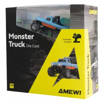 Raadio teel juhitav Amewi Monster Truck DieCast 1:64 RTR, sinine/oranž