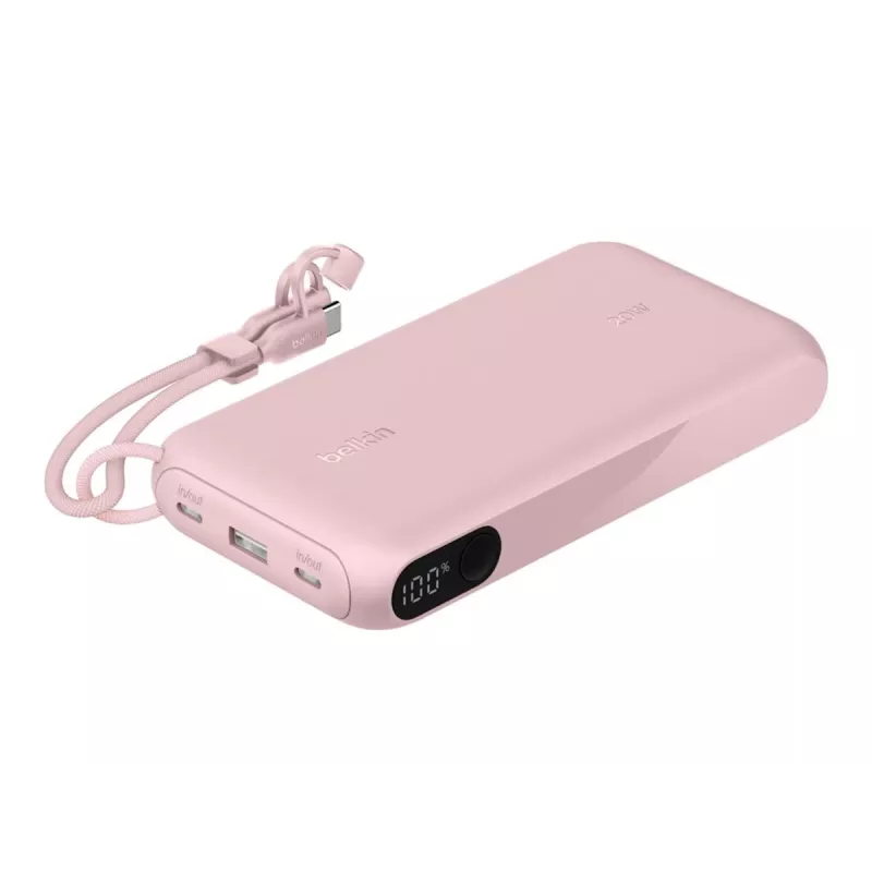 Akupank Belkin BPB028HQPK 20000 mAh — 2× USB-C, 1× USB-A, roosa