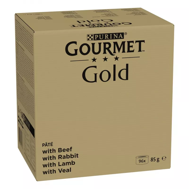 Märg kassitoit Purina Nestlé GOURMET Gold Mus Mix — 96 x 85 g, 4 maitset, täiskasvanud kassid, 77,5% niiskust