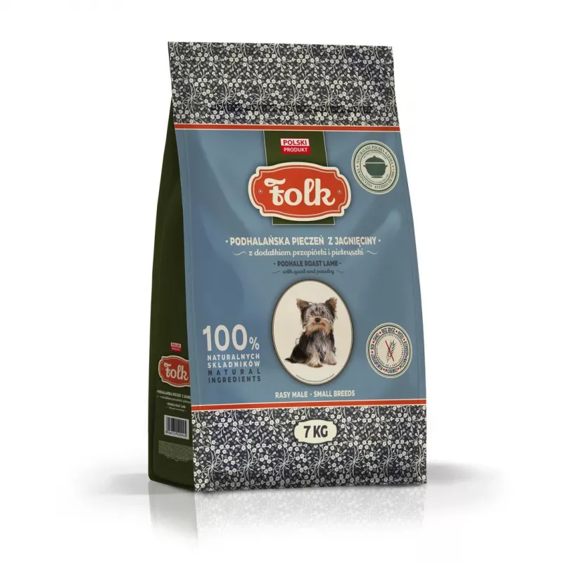 FOLK Väikeste tõugude Podhale-stiilis lambapraad vuti ja peterselliga - kuiv koeratoit - 7kg